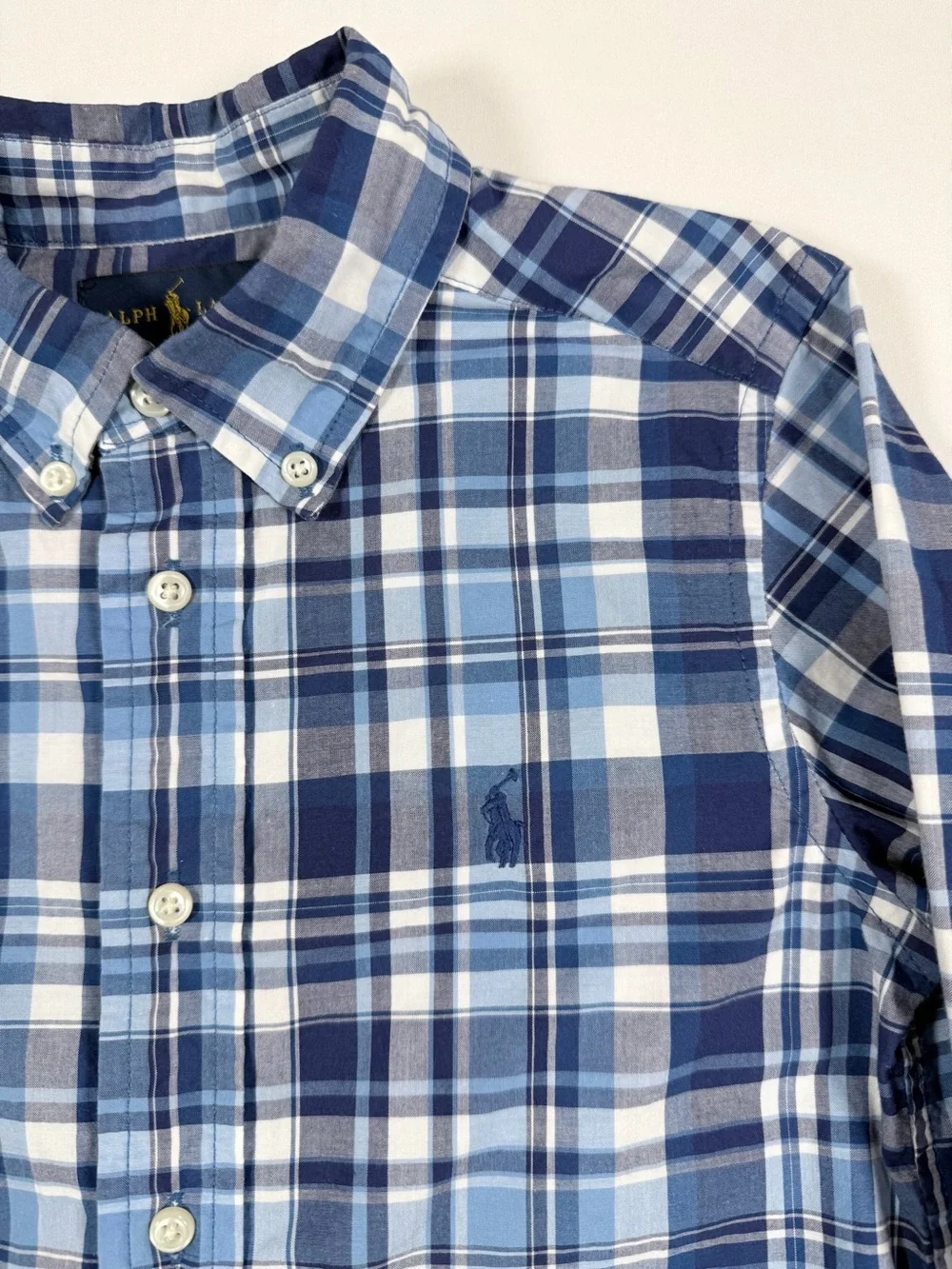 RALPH LAUREN Boys 5 Plaid Button Down Long Sleeve Oxford Shirt Preppy Classic